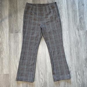 Free People Plaid Kick Cropped Flare Pull On Pants Size 8
